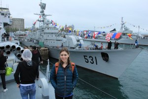 Jordyn on the destroyer deck.