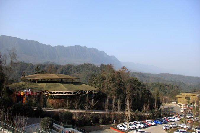 The Sichuan highlands surround the Panda Base entrance.