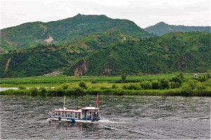 A tour boat and NK beyond.